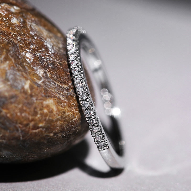 Thin Rings for Women Wedding Brilliant Cubic Zircon High Quality