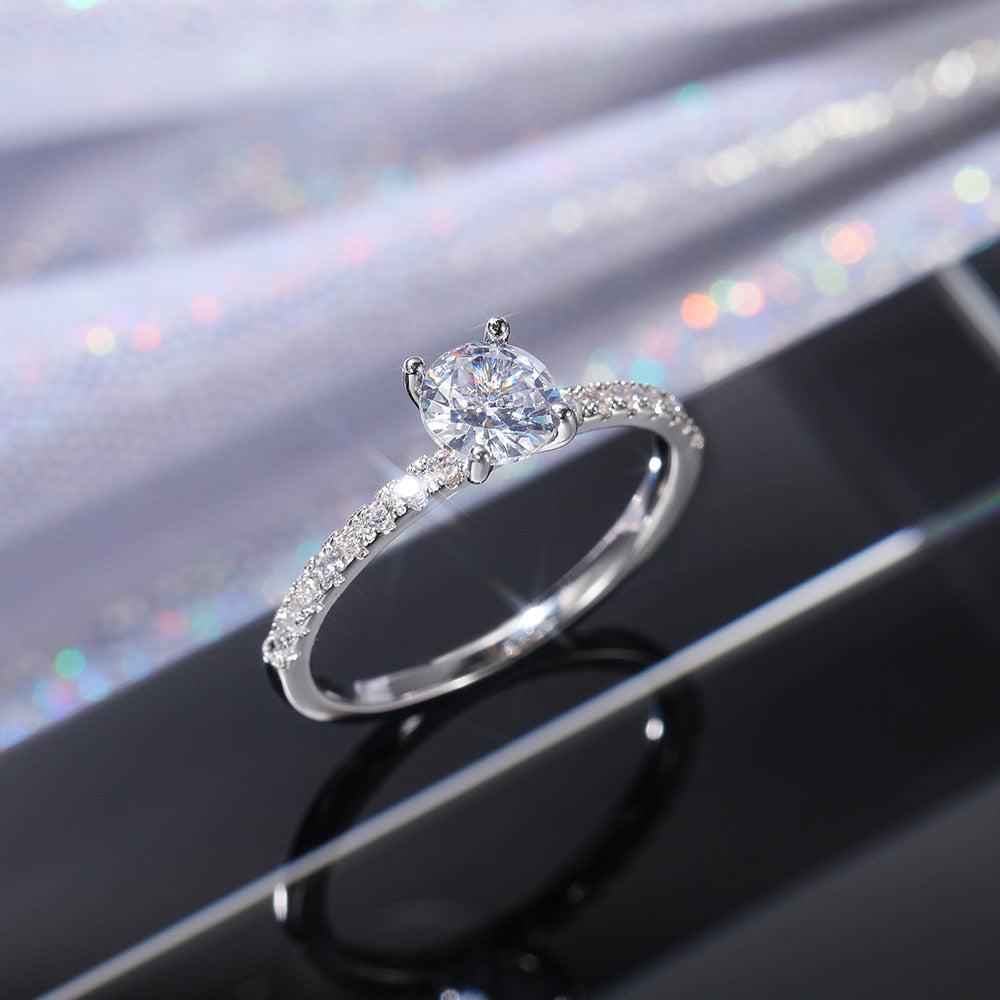 Wedding Band Eternity Rings Women Brilliant Round Zirconia Luxury Engagement Rings