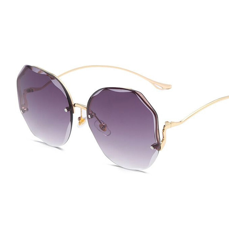Luxury Round Gradient Sunglasses Women Metal Curved Temples Eyewear