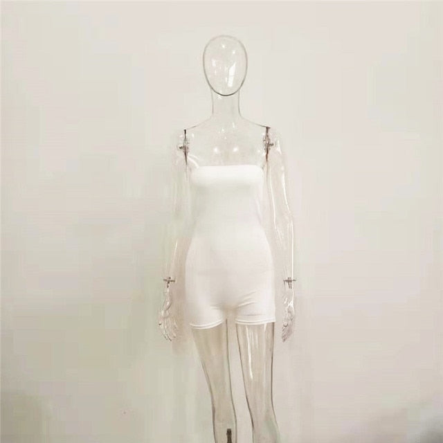 Women Casual Strapless Jumpsuit Playsuit Tube Bodysuit Bodycon Short Romper Catsuit Clubwear Summer Off Shoulder Short Pants