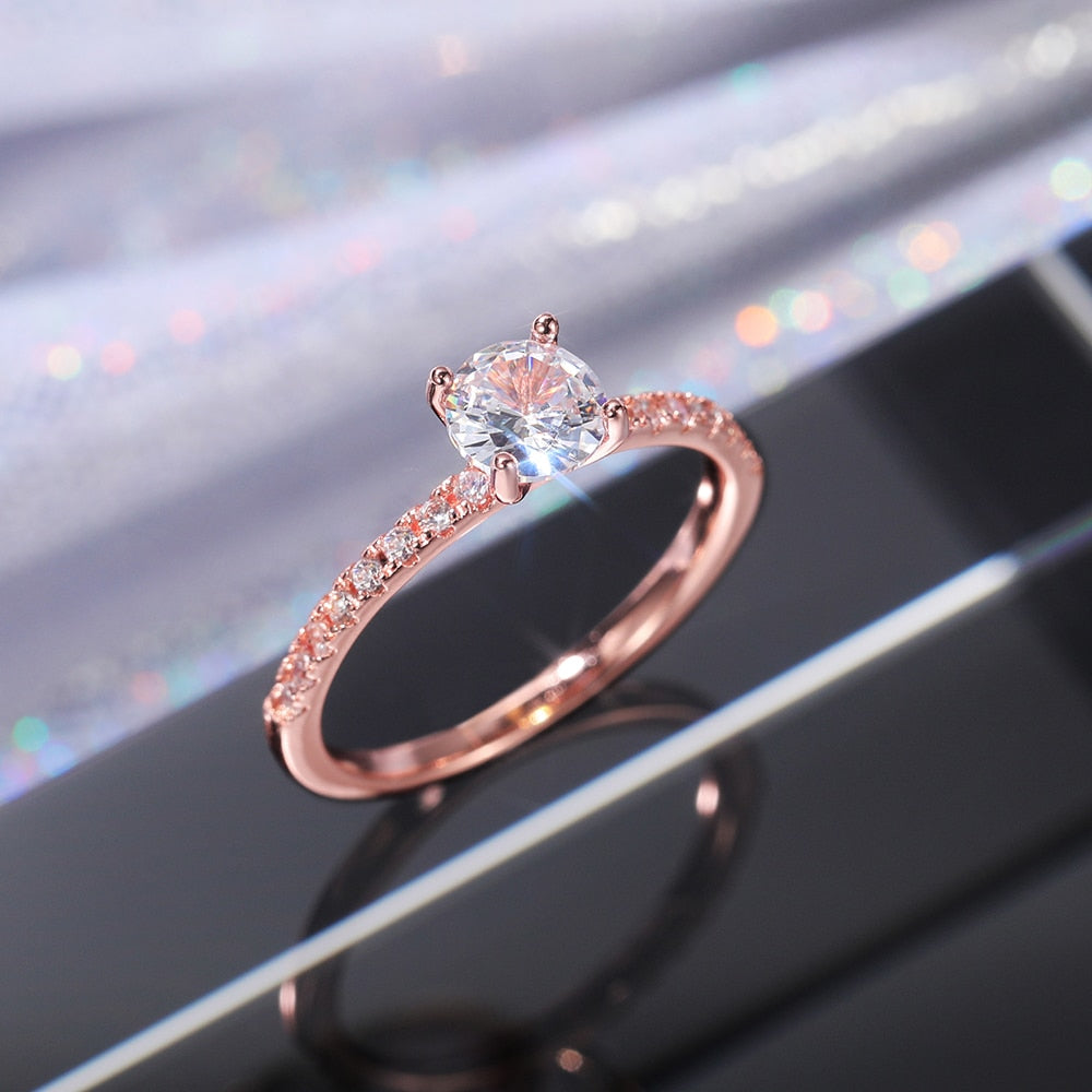 Wedding Band Eternity Rings Women Brilliant Round Zirconia Luxury Engagement Rings