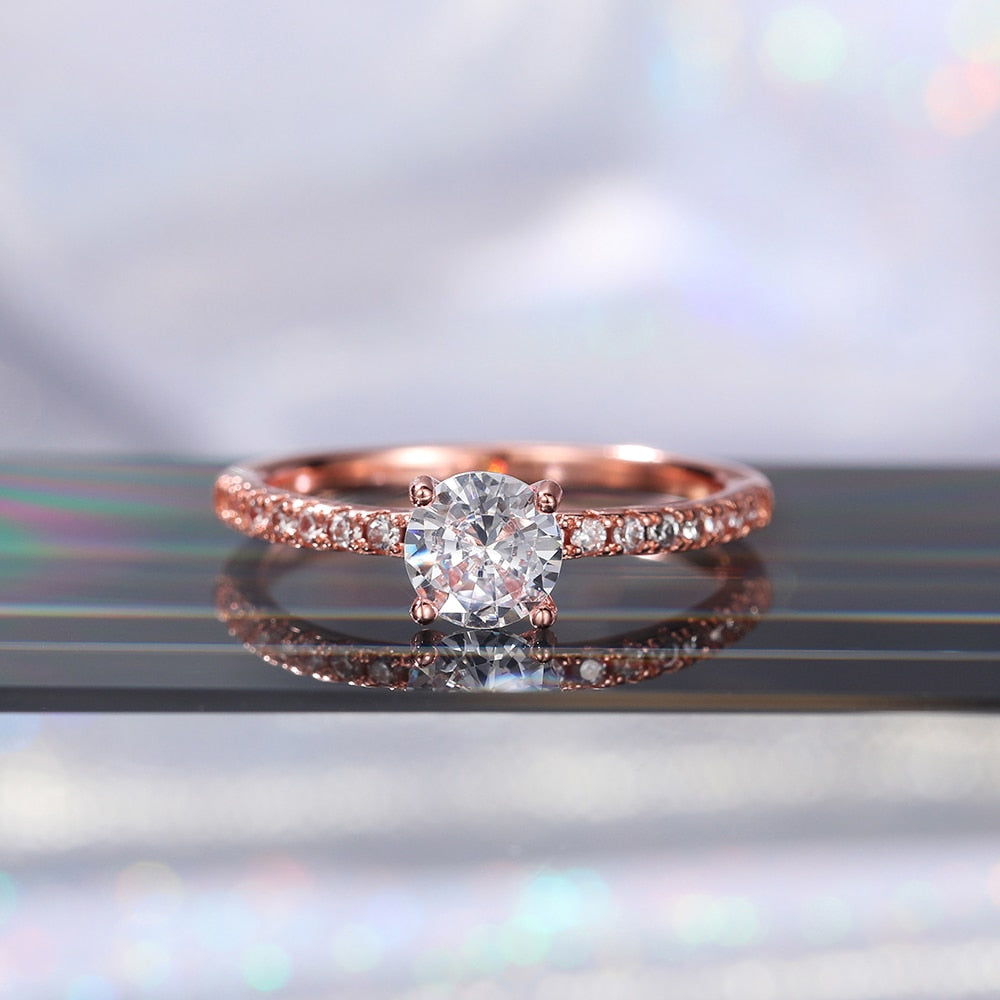 Wedding Band Eternity Rings Women Brilliant Round Zirconia Luxury Engagement Rings