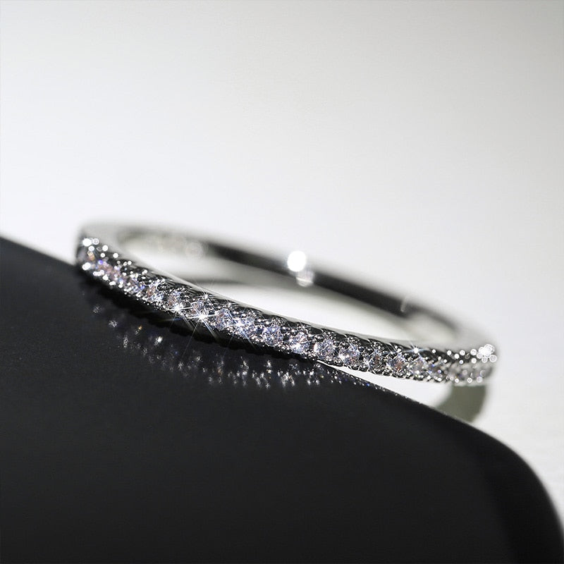 Thin Rings for Women Wedding Brilliant Cubic Zircon High Quality