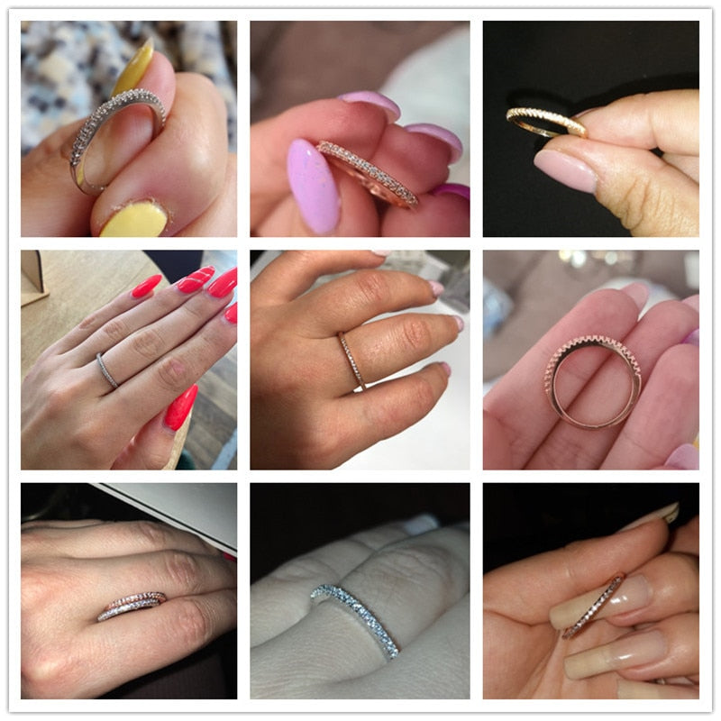 Thin Rings for Women Wedding Brilliant Cubic Zircon High Quality