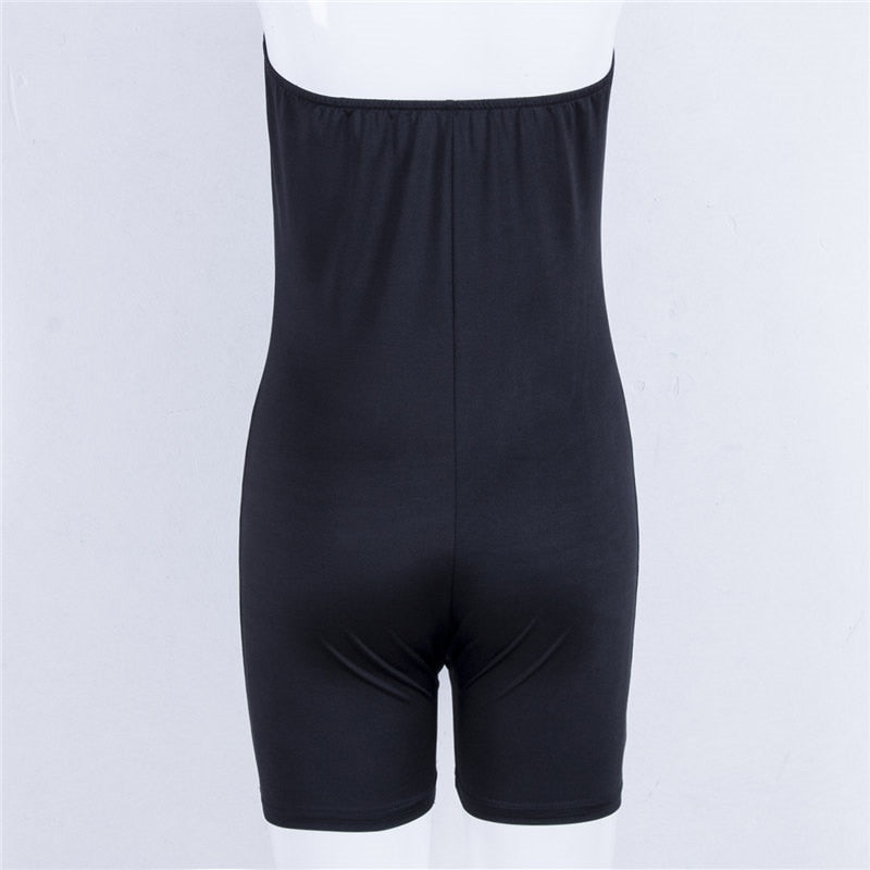 Women Casual Strapless Jumpsuit Playsuit Tube Bodysuit Bodycon Short Romper Catsuit Clubwear Summer Off Shoulder Short Pants
