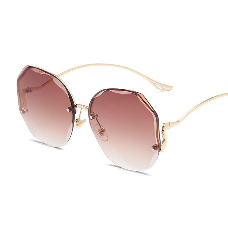 Luxury Round Gradient Sunglasses Women Metal Curved Temples Eyewear