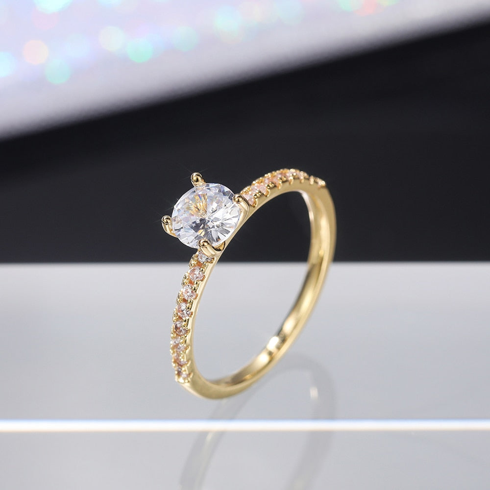Wedding Band Eternity Rings Women Brilliant Round Zirconia Luxury Engagement Rings