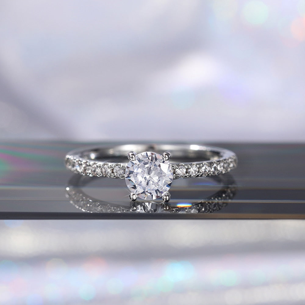Wedding Band Eternity Rings Women Brilliant Round Zirconia Luxury Engagement Rings