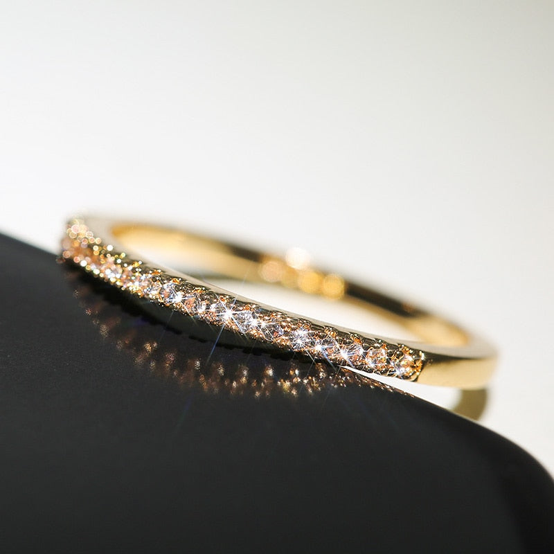 Thin Rings for Women Wedding Brilliant Cubic Zircon High Quality