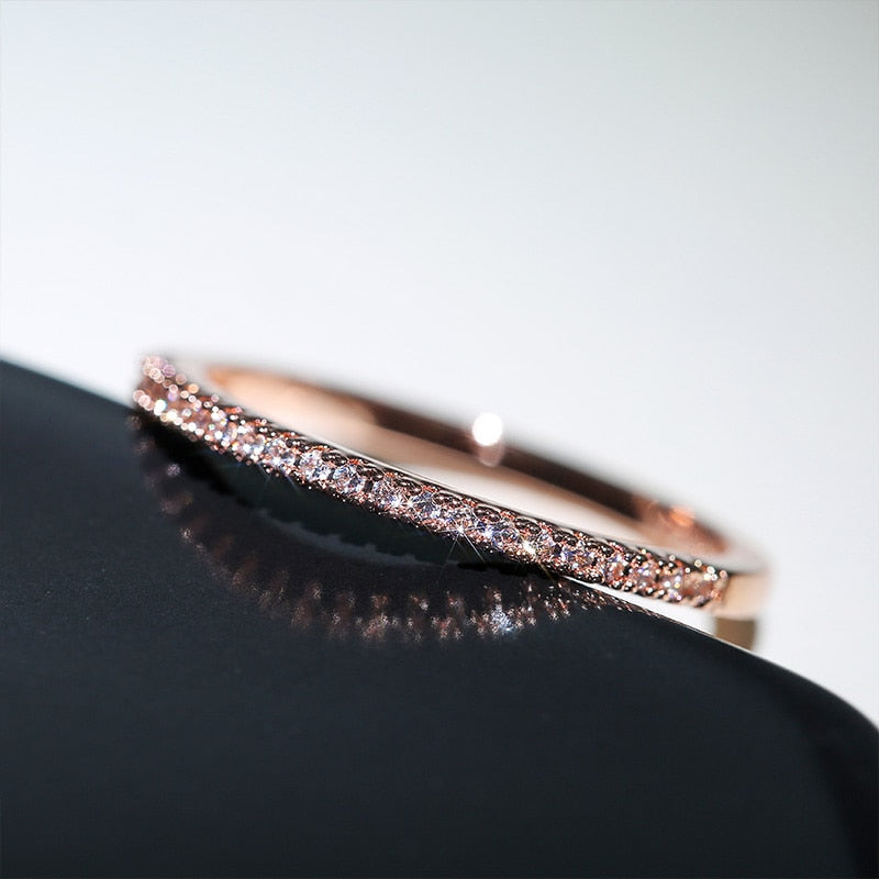Thin Rings for Women Wedding Brilliant Cubic Zircon High Quality