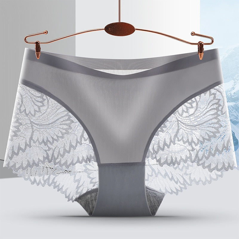 Women's Seamless Underwear Female Panties Quality Lace Antibacterial Woman Mid Waist Soft Silk Panty Underpants Bragas Mujer