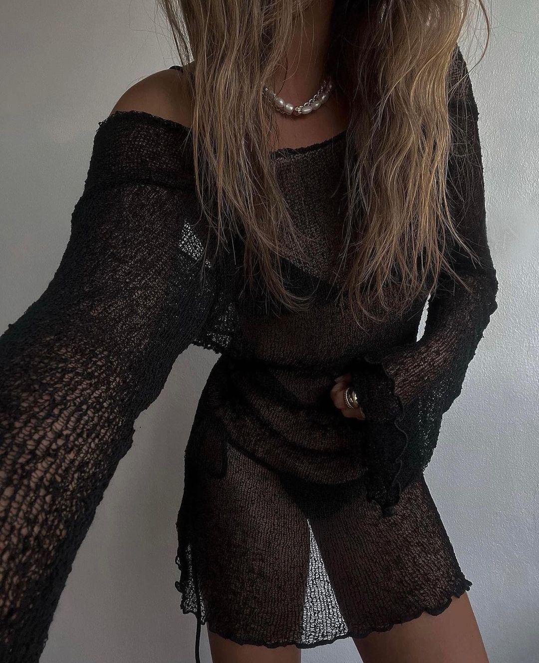 Fashion Women Dress Long Sleeve Round Neck Wrapped