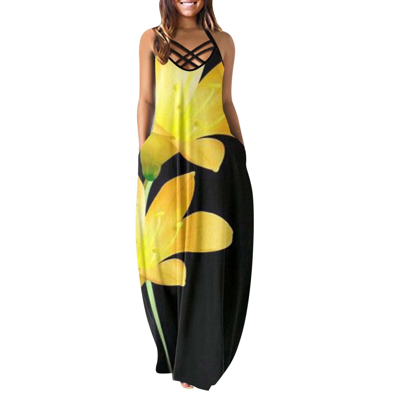 Gradient Print Summer Dresses For Women 2022 O-Neck Print Sleeveless