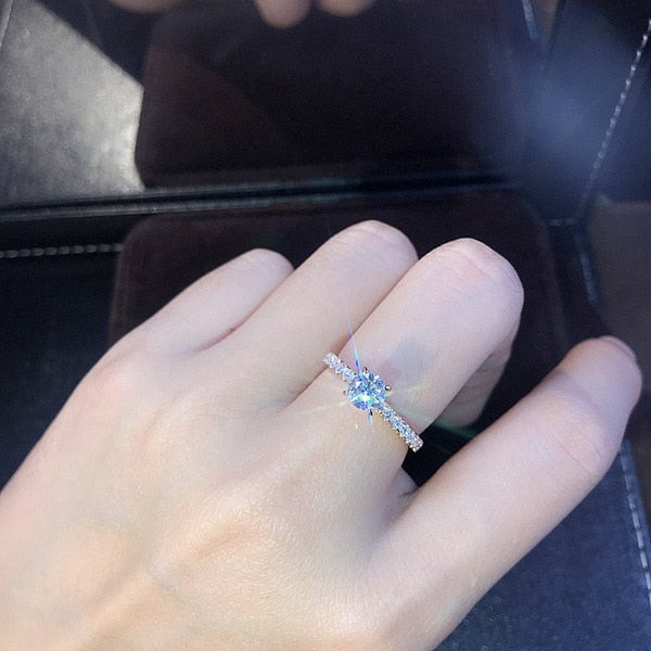 Women Trendy Shiny Crystal Ring Simplicity Elegant Temperament Engagement
