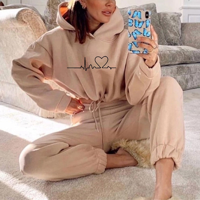 Loose Style Sweater Crop Top Women Two Piece Set 2023