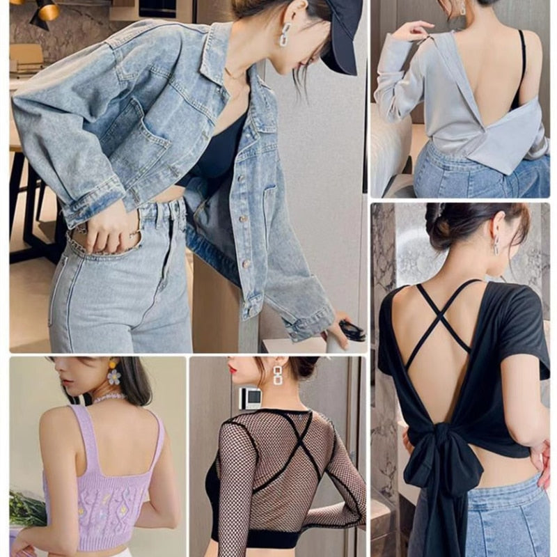 Sexy Large Backless U-shaped Beautiful Back Sling Underwear Women's Thin Section Seamless Small Chest Gathered Strapless Bra