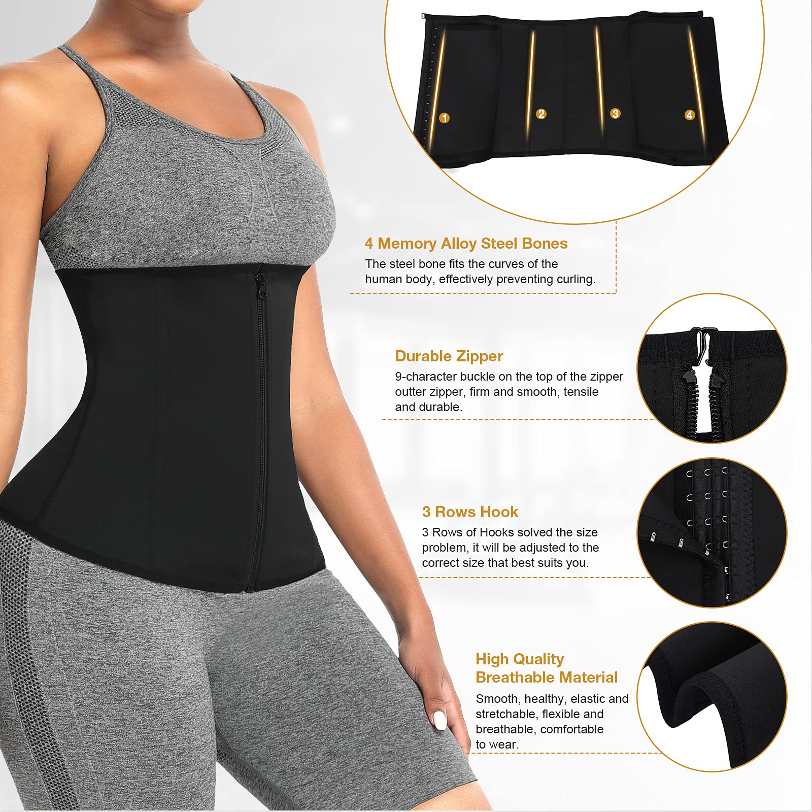 Waist Trainer for Women Waist Cincher Breathable Girdle Waist Trimmer Workout Hourglass Body Shaper