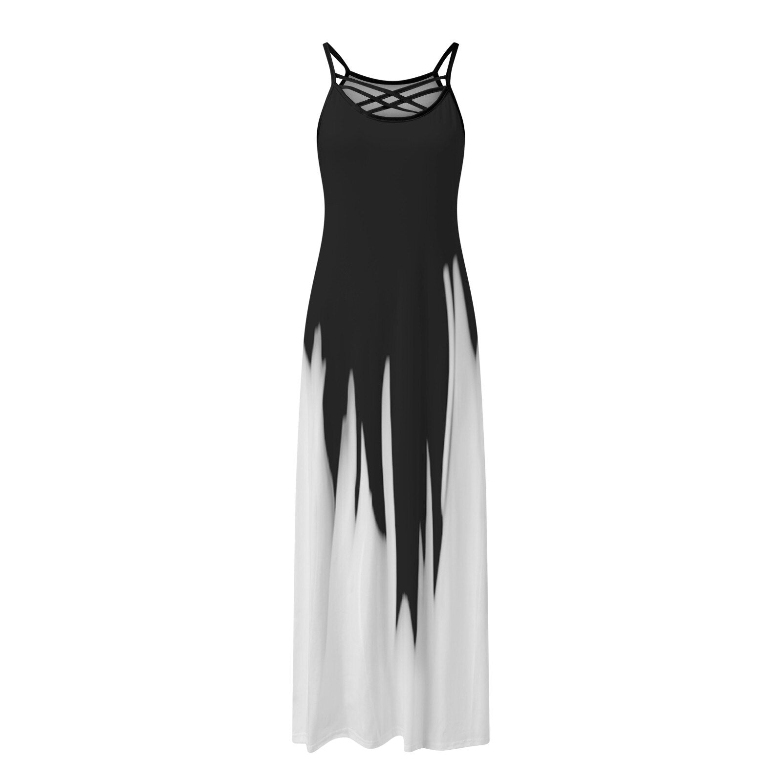 Gradient Print Summer Dresses For Women 2022 O-Neck Print Sleeveless