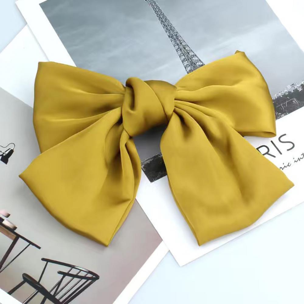Elegant Solid Color Big Bow Hair Clip Women Student