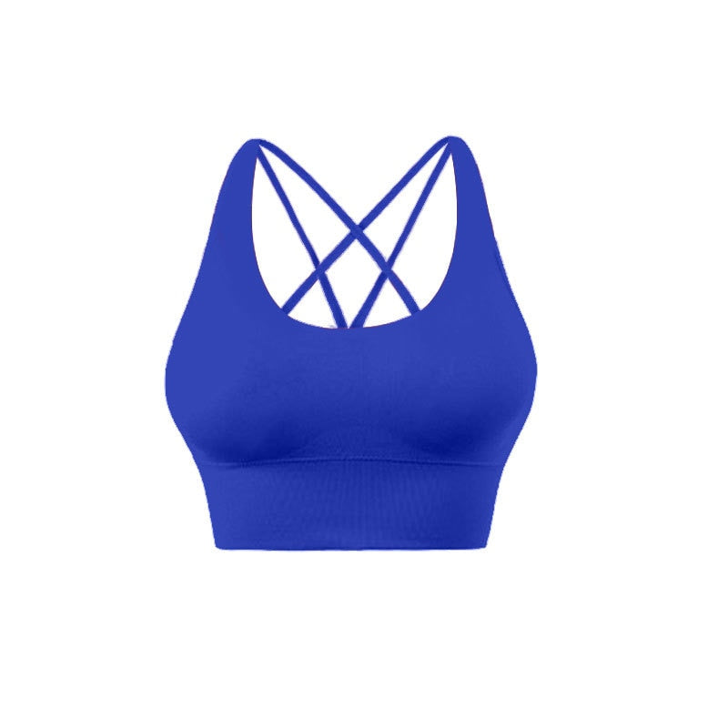 New Push Up Sports Bra Yoga Vest Cross Back Fitness Sexy Padded Top Gym Shock Absorbing Running Breathable Crop Top Sportswear