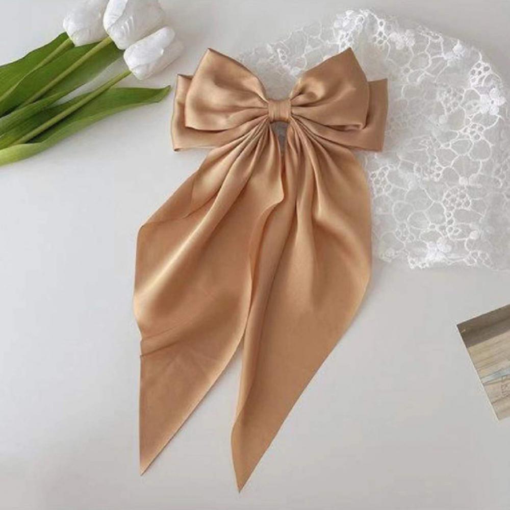 Elegant Solid Color Big Bow Hair Clip Women Student