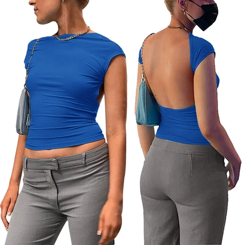 Sexy Backless Crop Top Women Casual 2023