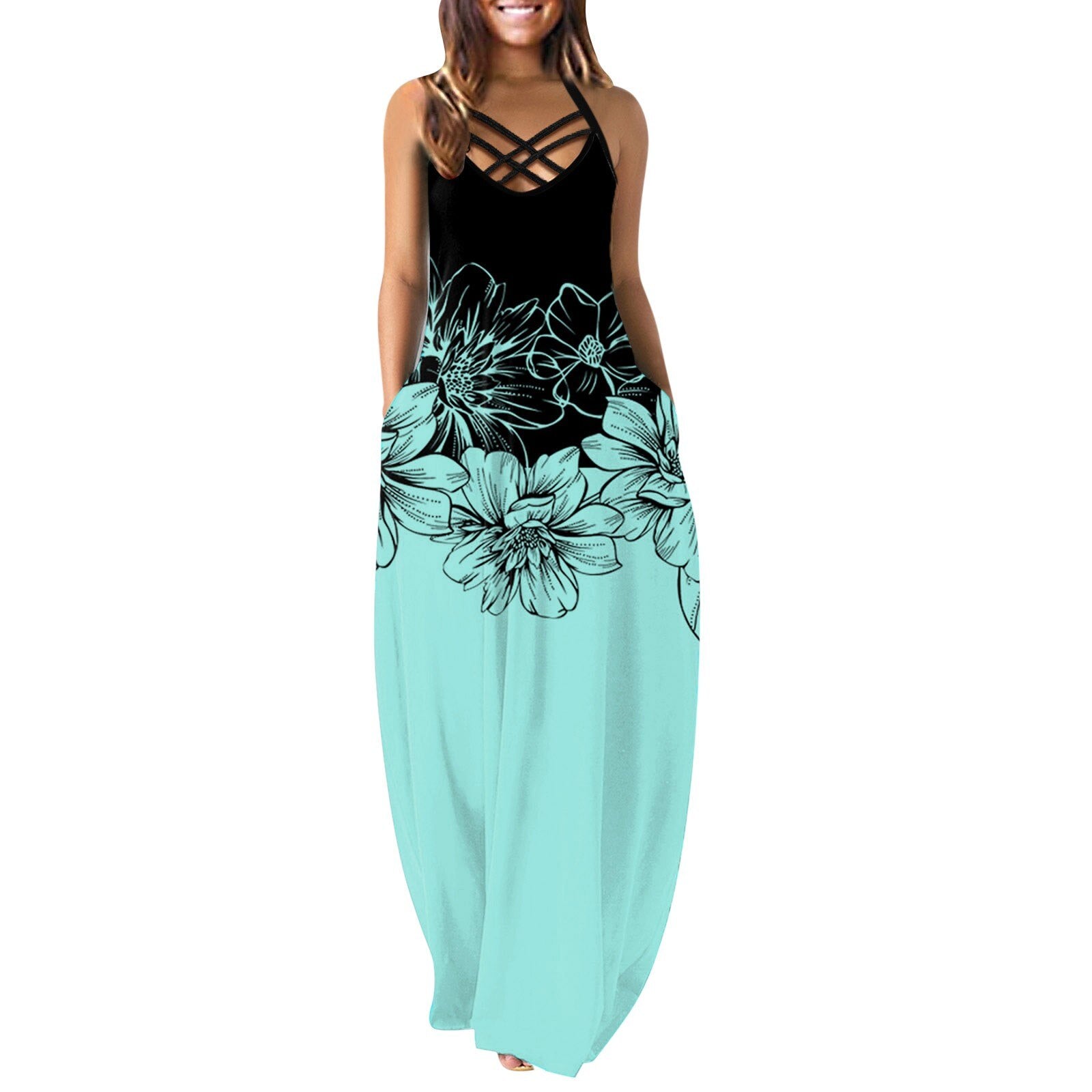 Gradient Print Summer Dresses For Women 2022 O-Neck Print Sleeveless