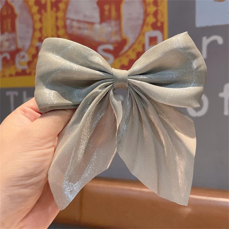 Elegant Solid Color Big Bow Hair Clip Women Student