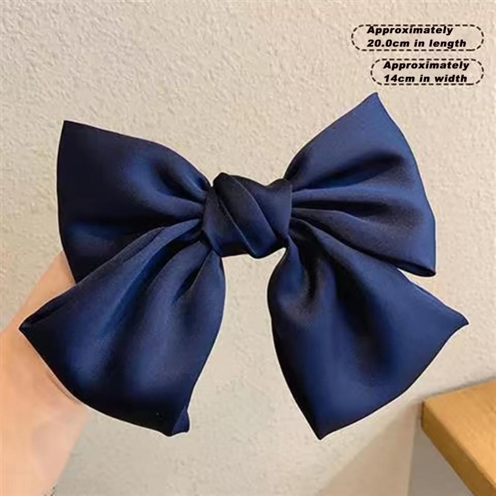 Elegant Solid Color Big Bow Hair Clip Women Student