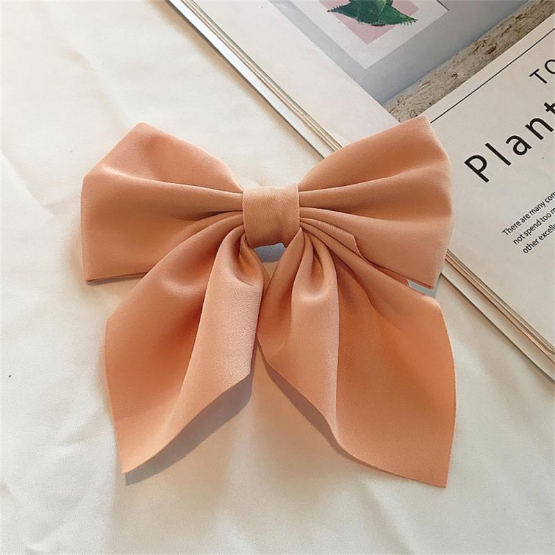 Elegant Solid Color Big Bow Hair Clip Women Student