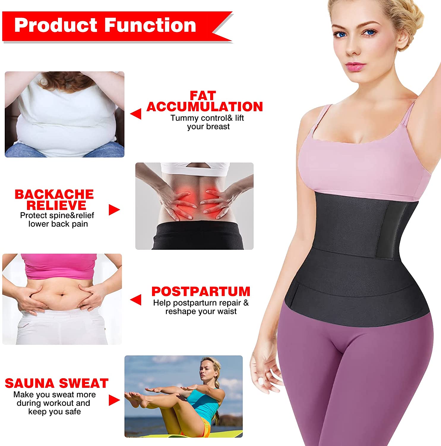 Waist Trainer Bandage Wrap Shaperwear Tummy Belt Stretch Bands Body Shaper Reductive Postpartum Slimming Sheath Woman Flat Belly