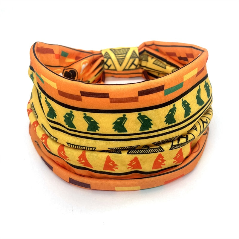 New African Pattern Print Wide Headband for Women Twist Style Hair Bandanas Head Wrap Elastic Headwear Turban Girls Accessories