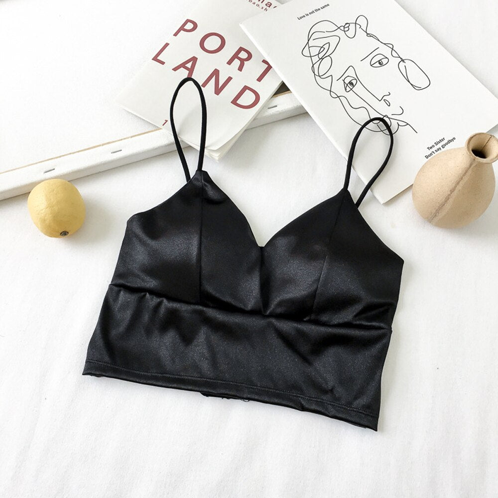 Womens Sexy V Neck Wrap Chest Top Underwear Female Crop Top Beauty Backs Padded Bra Summer Comfortable Push Up Lingerie