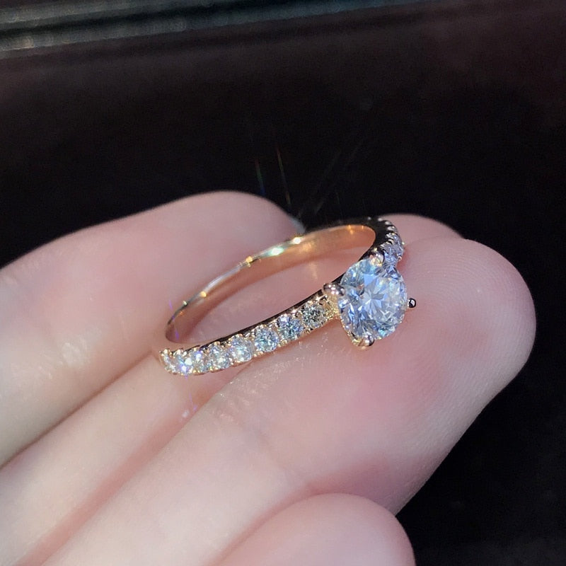 Women Trendy Shiny Crystal Ring Simplicity Elegant Temperament Engagement