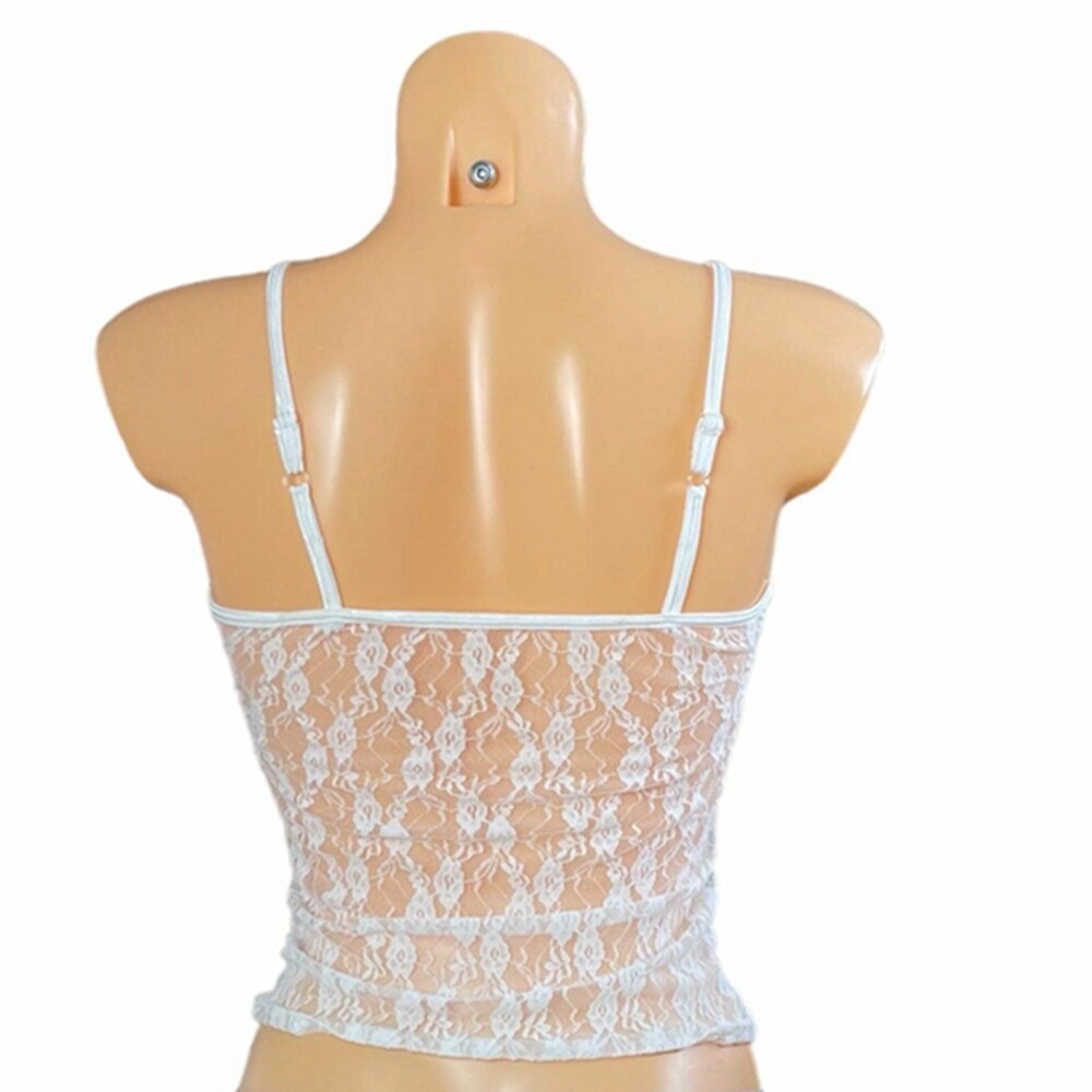 Vintage Basic Floral Lace Camisole Casual Summer Sheer See-through Sleeveless