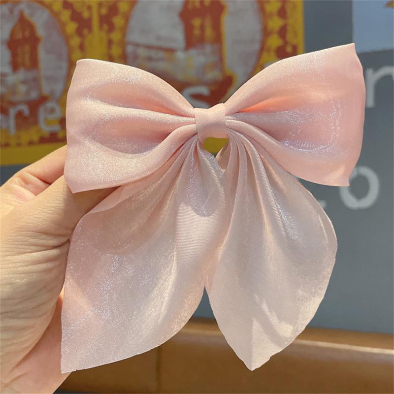 Elegant Solid Color Big Bow Hair Clip Women Student