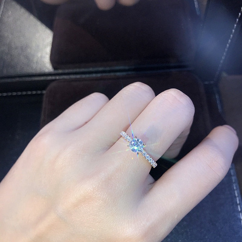 Women Trendy Shiny Crystal Ring Simplicity Elegant Temperament Engagement