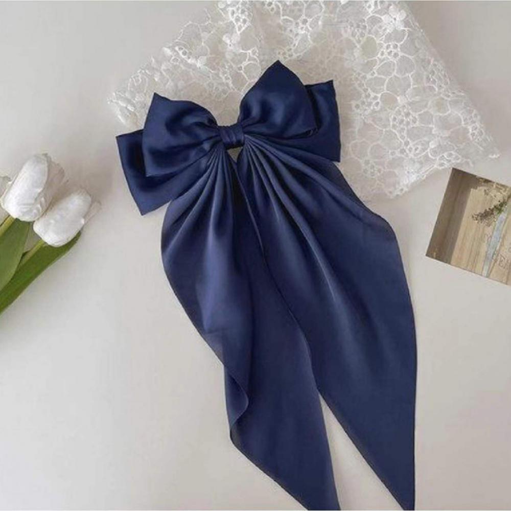 Elegant Solid Color Big Bow Hair Clip Women Student