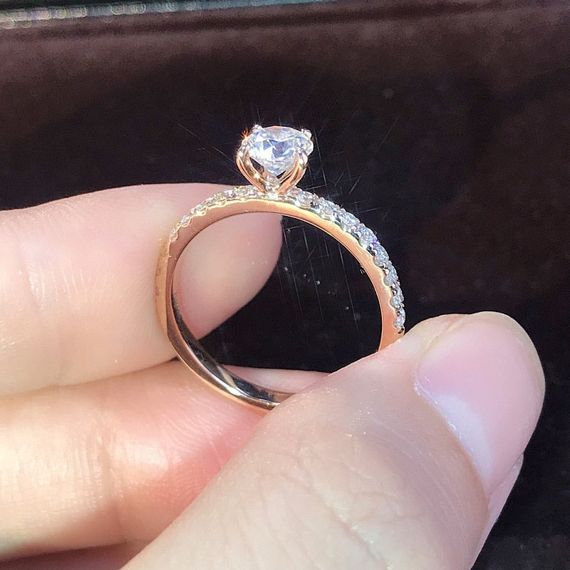 Women Trendy Shiny Crystal Ring Simplicity Elegant Temperament Engagement