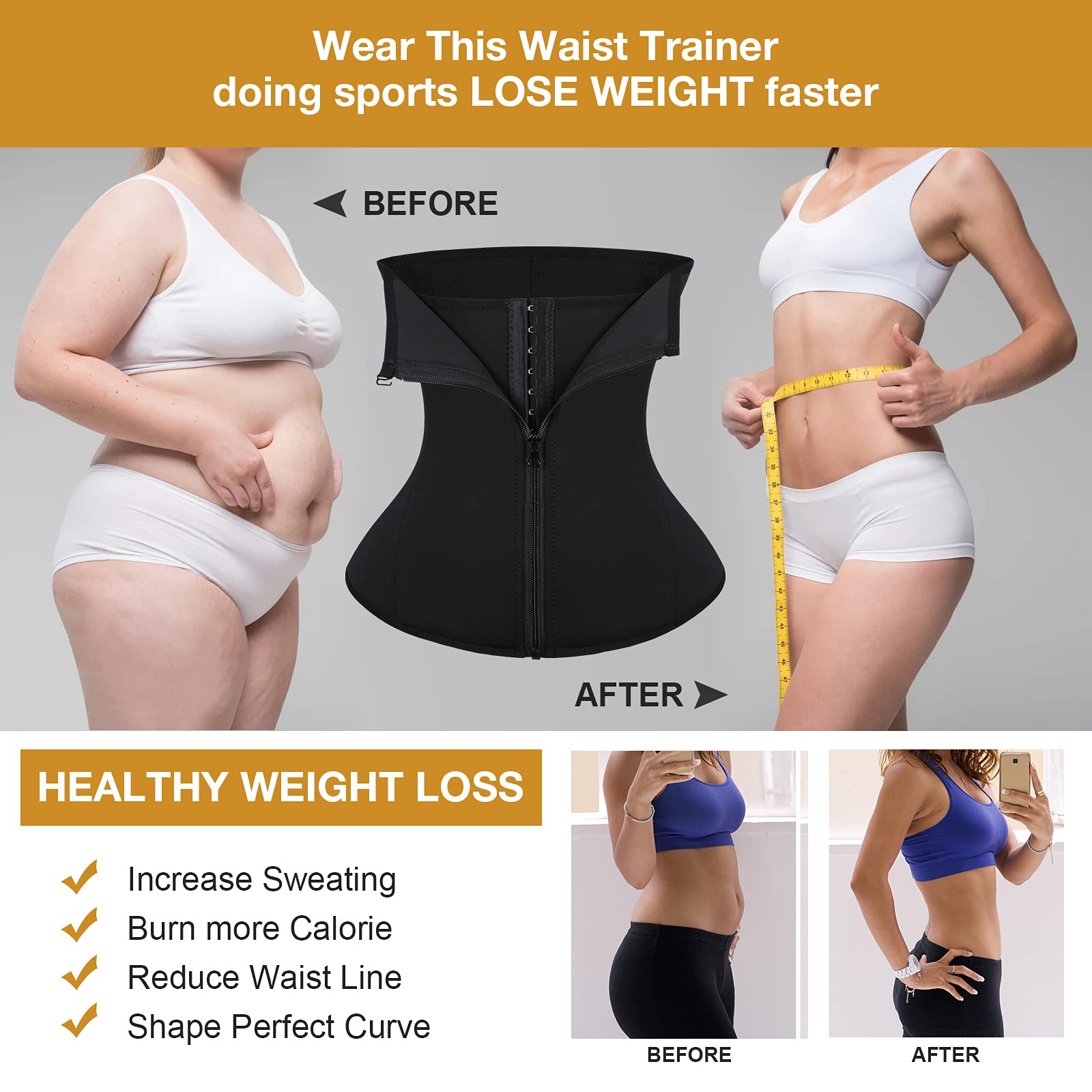 Waist Trainer for Women Waist Cincher Breathable Girdle Waist Trimmer Workout Hourglass Body Shaper