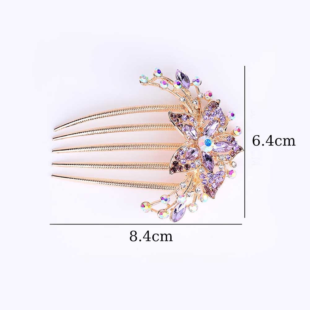 Vintage Flower Crystal Hairclips Fashion Rhinestone Hair Combs Plastic Shiny