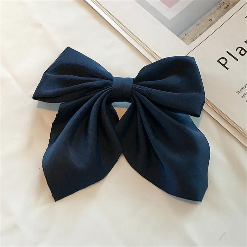 Elegant Solid Color Big Bow Hair Clip Women Student