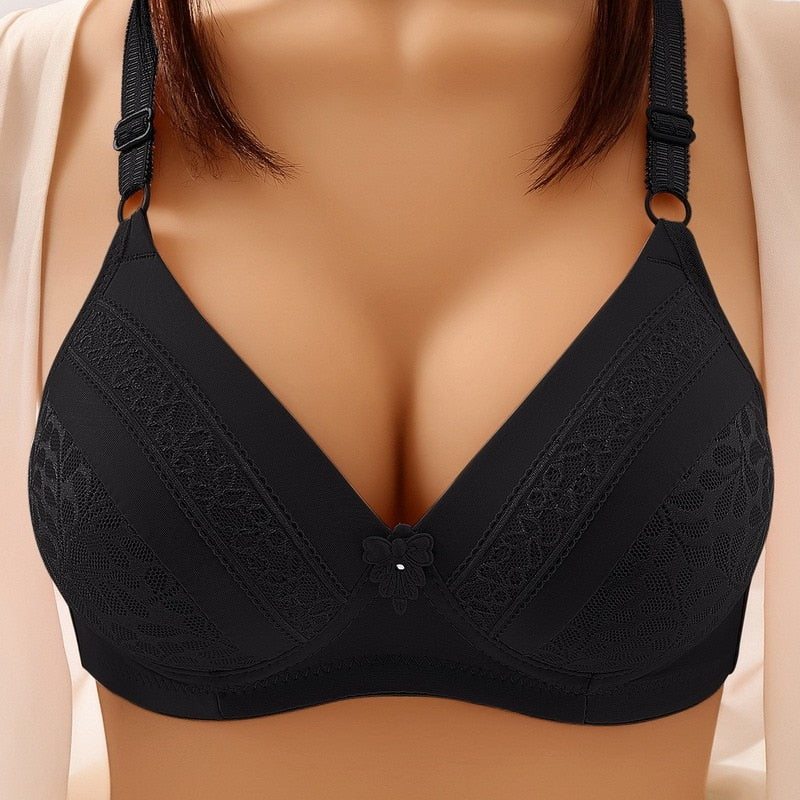 Sexy Push Up Bras Front Closure Floral Brassiere Wireless
