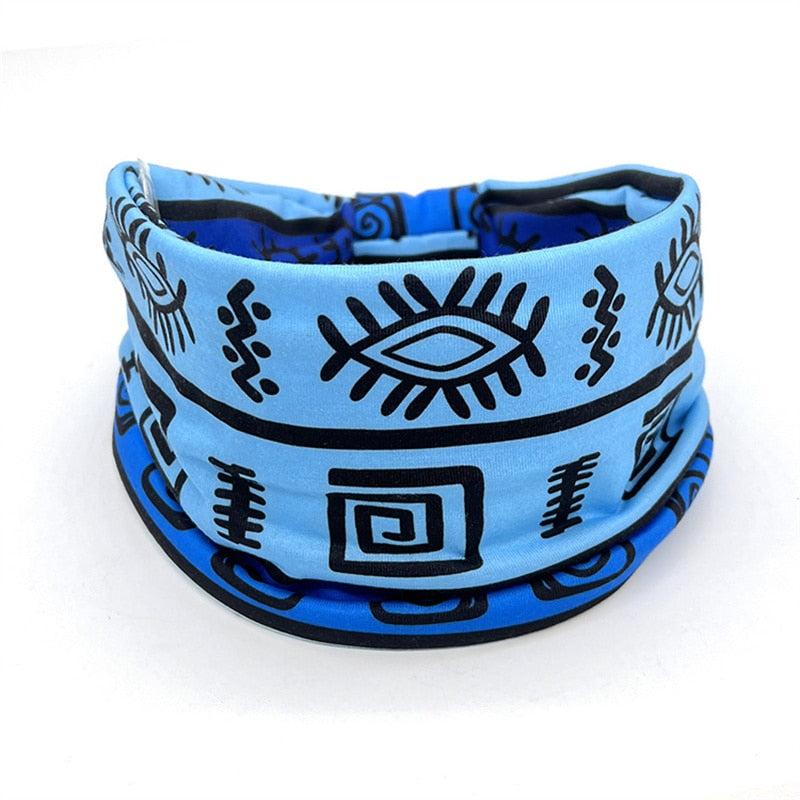 New African Pattern Print Wide Headband for Women Twist Style Hair Bandanas Head Wrap Elastic Headwear Turban Girls Accessories