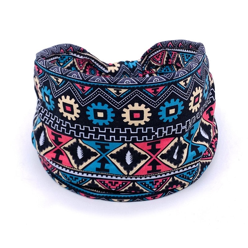 New African Pattern Print Wide Headband for Women Twist Style Hair Bandanas Head Wrap Elastic Headwear Turban Girls Accessories