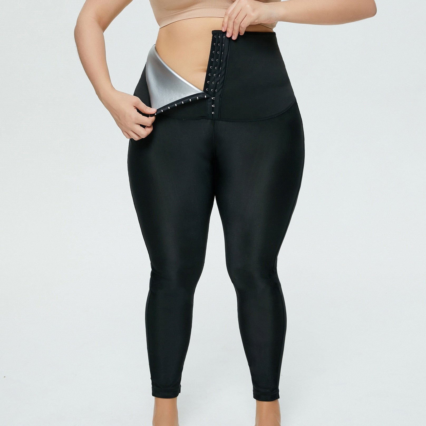 Women's Abdomen Control Hip Lift Trousers Sports Sweating Sauna Pants Plus Size