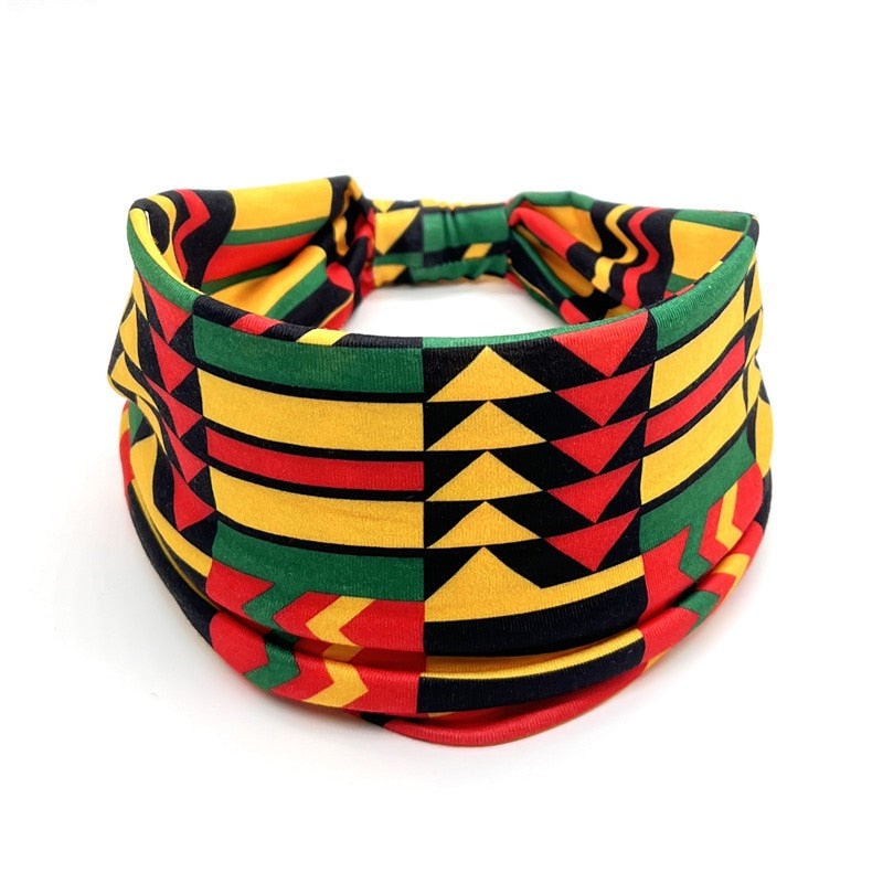 New African Pattern Print Wide Headband for Women Twist Style Hair Bandanas Head Wrap Elastic Headwear Turban Girls Accessories