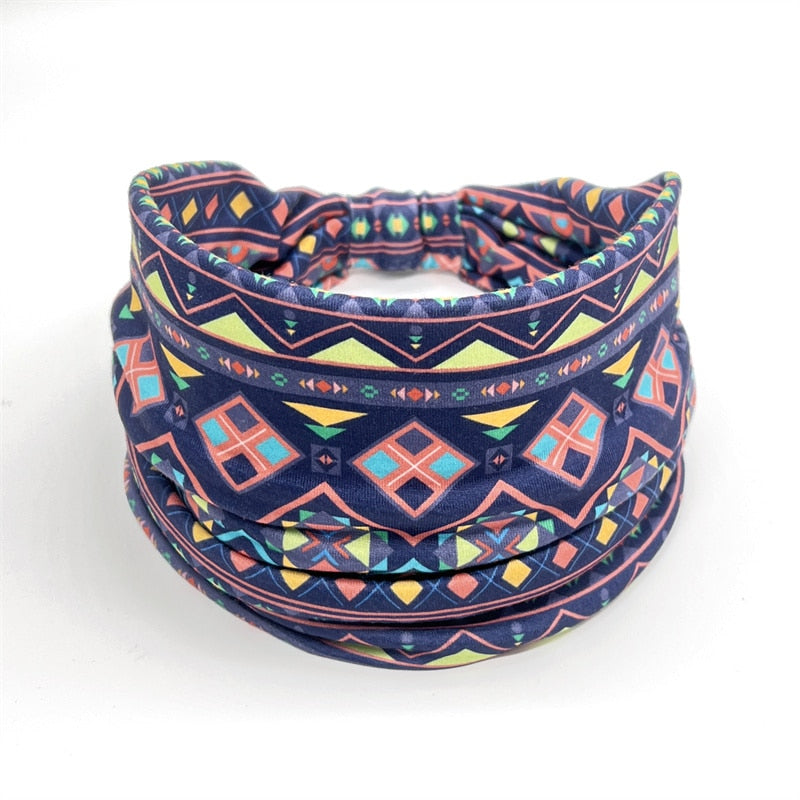 New African Pattern Print Wide Headband for Women Twist Style Hair Bandanas Head Wrap Elastic Headwear Turban Girls Accessories