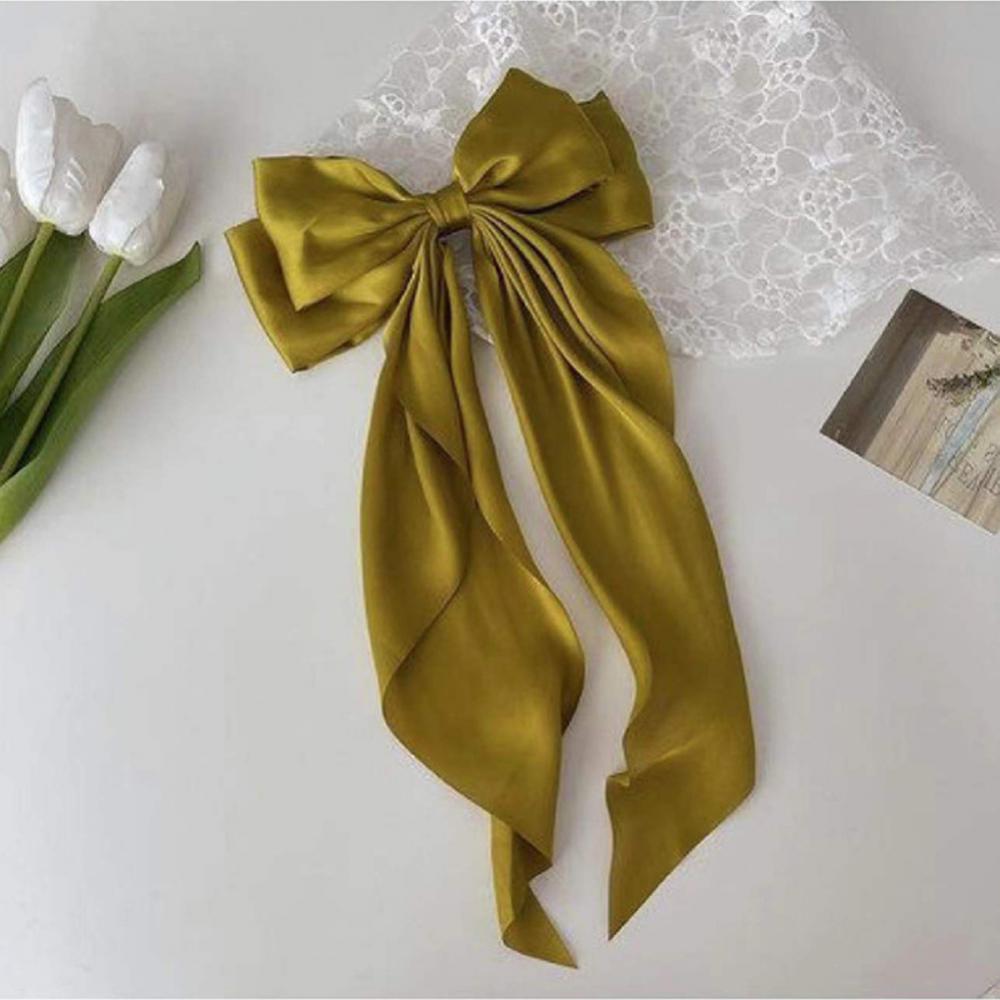 Elegant Solid Color Big Bow Hair Clip Women Student