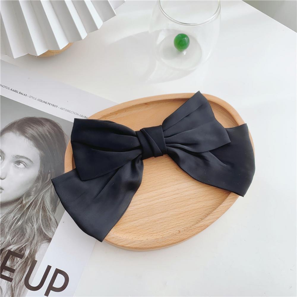Elegant Solid Color Big Bow Hair Clip Women Student